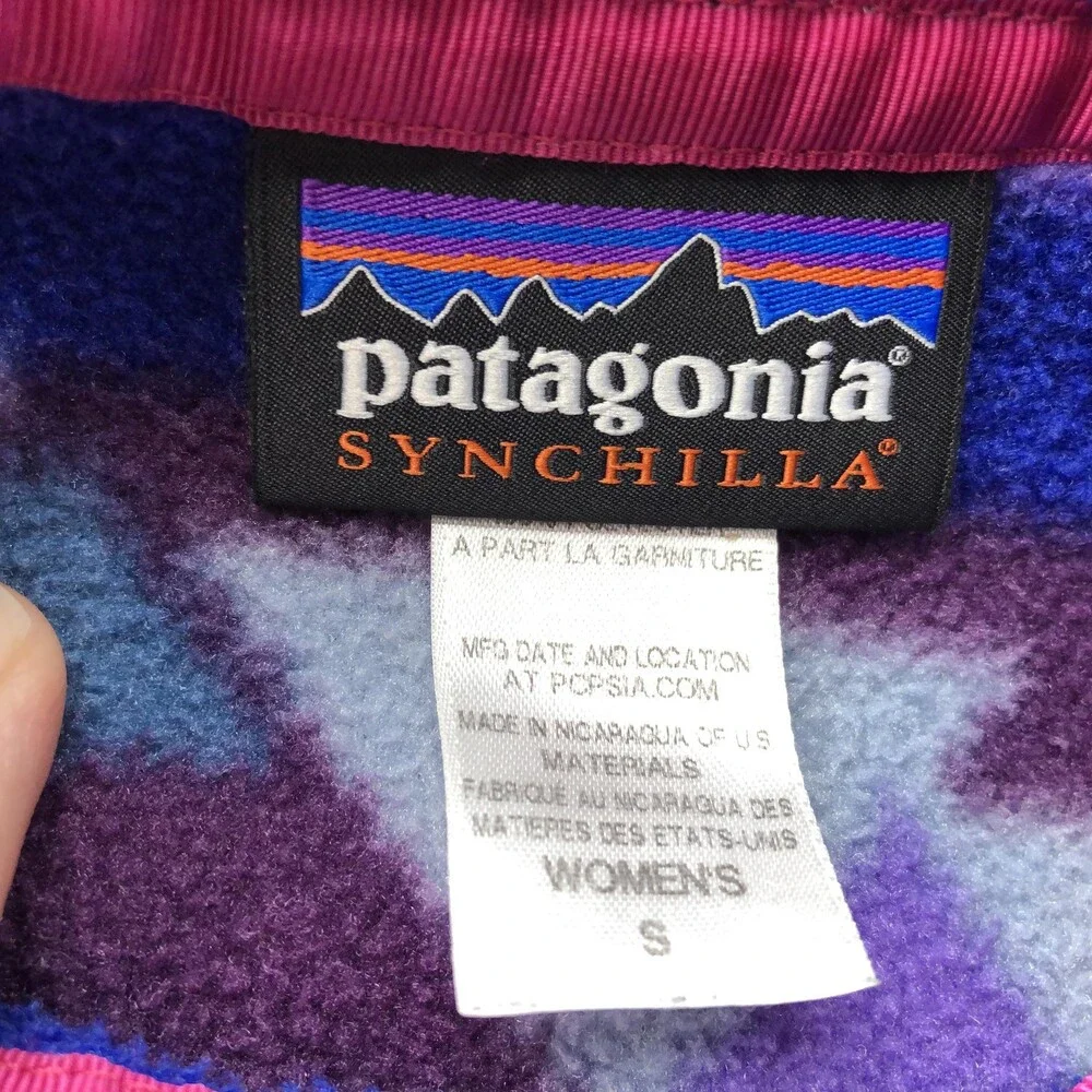 Patagonia Jacket Womens Small Multicolor Synchilla Fleece Snap Pullover Aztec - Picture 7 of 10